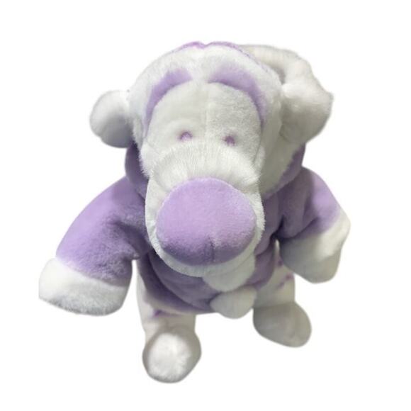 Disney Store Winnie the Pooh White Tigger Plush Winter Purple Hoodie Holiday - Picture 2 of 5